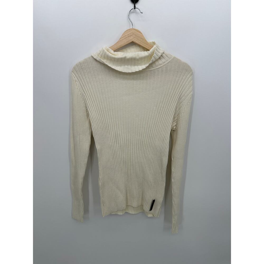 RuffHewn Womens‎ Cream Ribbed Turtleneck Sweater Sz XL Cotton Minimal Casual